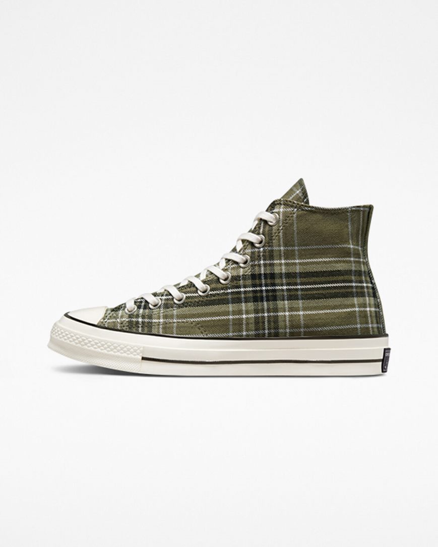 Dámské Boty Vysoké Converse Chuck 70 Tartan Olivy Zelené Černé | CZ LZJT67